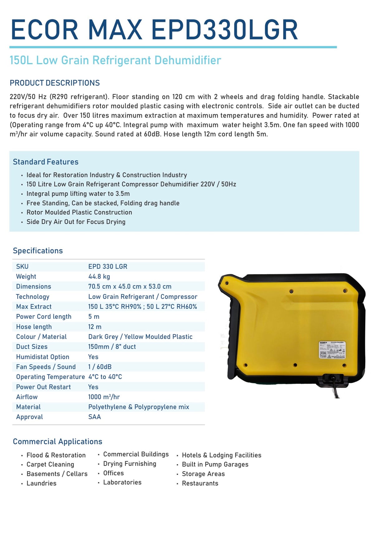 Ecor pro MAX EPD330LGR specs