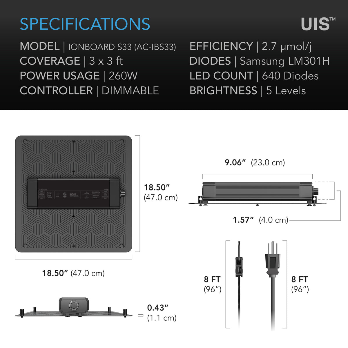 Ionboard S33 Specifications by AC Infinity