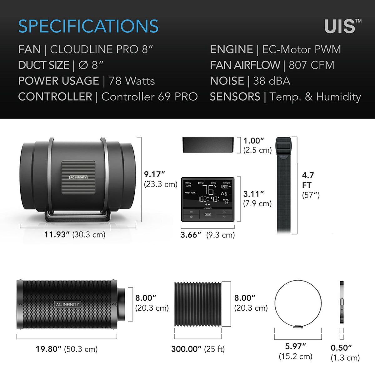 T8 Air Filtration Kit Specifications