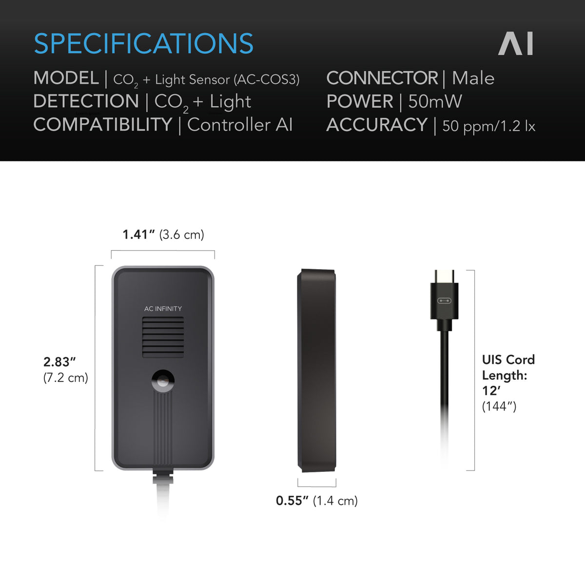 Co2 Sensor and light sensor specifications