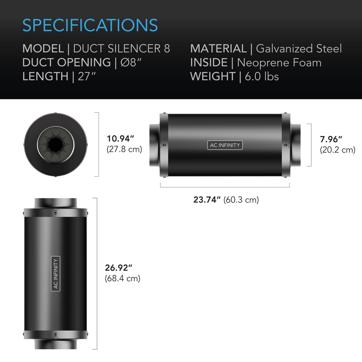 Duct Silencer 8 inch specifications