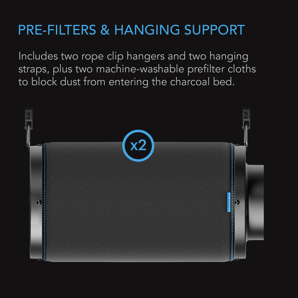 Prefilters and hanging support included