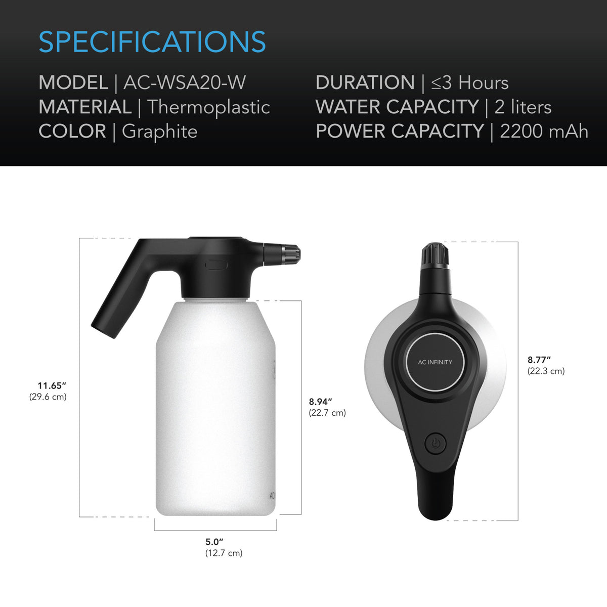 Automatic water sprayer specifcations - by ac infinity